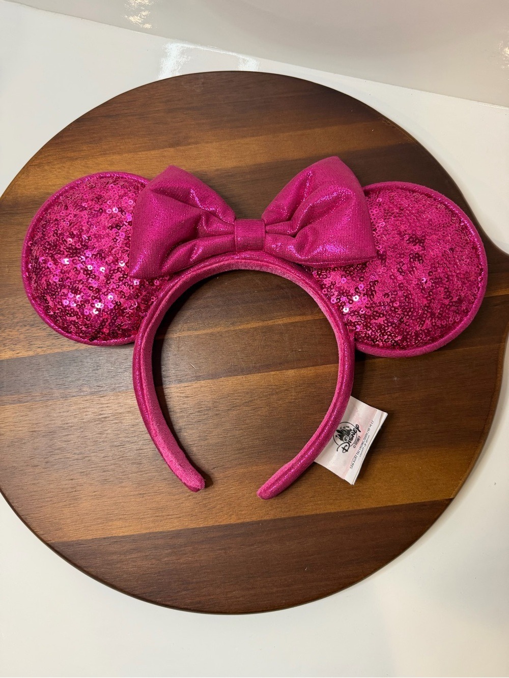 Disney Parks Paris Magenta Sequin Minnie Mouse Ears Bow